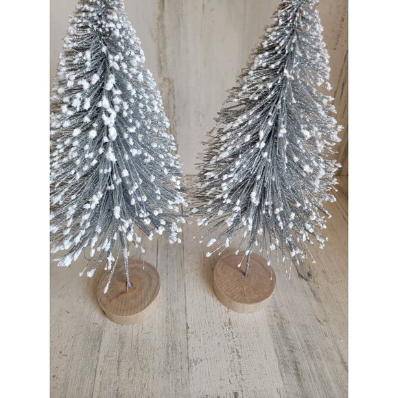 Silver glitter bristle snow tree set home decor shiny - Picture 8 of 9